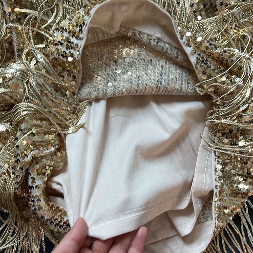 Lulus Gold Fringe Flapper Gatsby Sequin Dress Medium - Picture 9 of 12